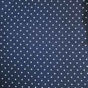  Off White Mini Polka Dot Fabric Printed on Navy Wool Dobby Fabric 