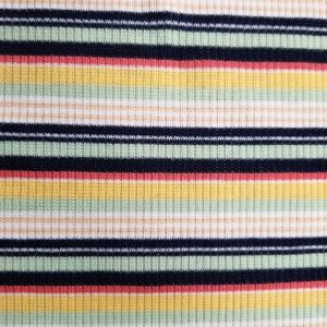Navy Pistachio Rib Striped Rayon Poly Spandex Fabric