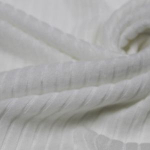 Off White 6x3 Brushed Poly Rayon Rib Knit