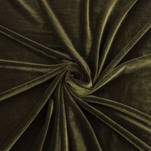Olive Green 4-Way Stretch Velvet Fabric