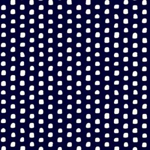 Navy with Off White Mini Polka Dots Pattern Printed on Wool Dobby Fabric 
