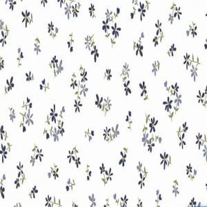 Off Whte Blue  Floral Printed on 4x2  Rib Knit Fabric