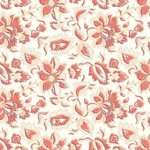 Off-white with Nectarine Color on Floral Design Bubble Chiffon Fabric by the Yard