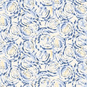 Denim Blue Banana  Tie Dye Prints on Crepon Fabric by the Yard