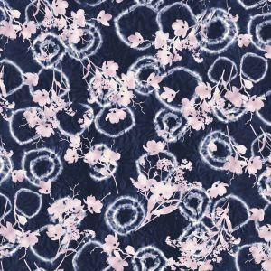 Indigo Pink Tie Dye Pattern Printed Rayon Spandex Jersey Knit Fabric
