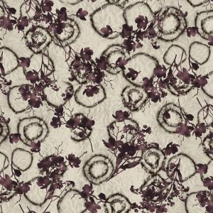 Fog Wine Floral Printed on 4x2 Rib Knit Fabric