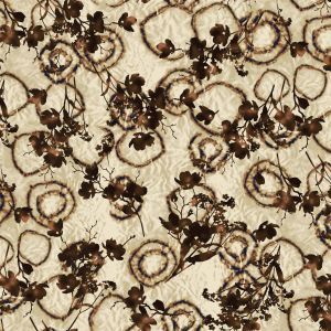 Neutral Brown Floral Printed on 4x2 Rib Knit Fabric