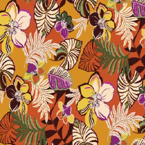 Tangerine Mimosa Floral Tropical Design Printed on Scuba Crepe Fabric