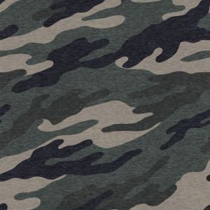 Army Green Charcoal Camouflage Pattern Printed on Cotton Lycra Fabric