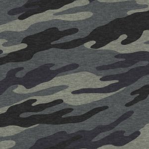 Grey Charcoal Camouflage Pattern Printed on Cotton Lycra Fabric