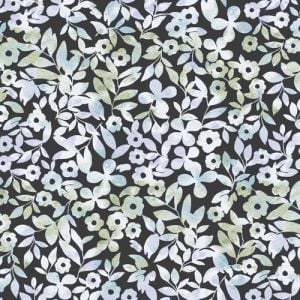 Navy Green Ditsy Floral Prints on Poly Power Mesh Fabric by the Yard