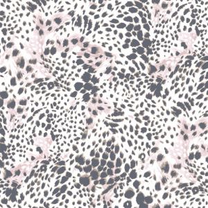 Steel Grey and Pink Leopard Skin Printed on French Terry Fabric by the Yard