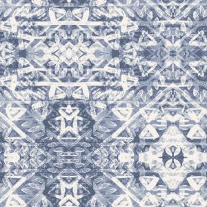 Denim Ivory Ethnic Pattern Printed on 100% Rayon Crepon Fabric by the Yard