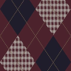 Wine Black Checker Plaid Design Printed French Terry Fabric 