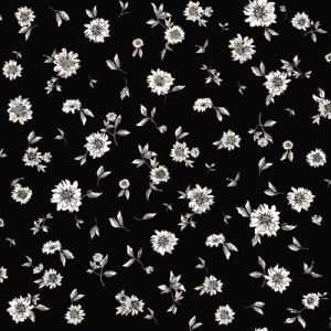 Black Grey Floral Pattern Printed on 4x2  Rib Knit Fabric