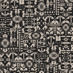 Charcoal Sand Aztec Tribal Pattern Printed on Sweater Knit Fabric