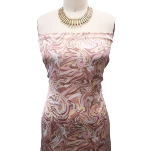 Rose Gold with Pink Texture Design Printed 100% Poly Stretch Satin Fabric