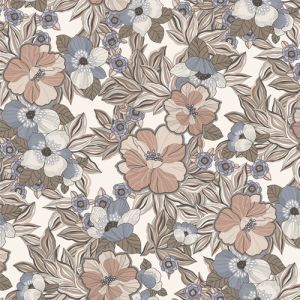 Pearl Blush Large Flowers Floral Pattern Printed on Stretch Satin Fabric