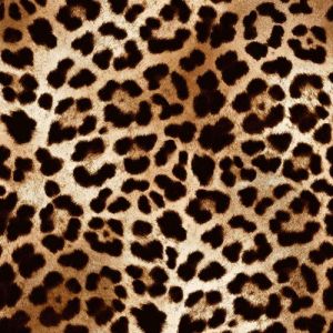 Black Golden Brown Leopard Pattern on Rayon Spandex Jersey Knit Fabric