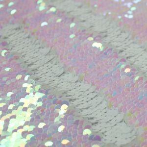 Pink White Reversible Allover Mermaid Sequins Fabric