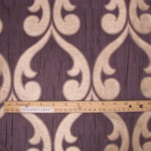 Purple Damask Abstract Pattern on Upholstery Fabric by the Yard