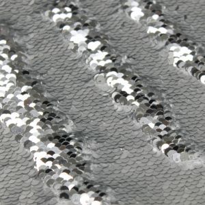 Silver Matte Silver Reversible Allover Mermaid Sequins Fabric